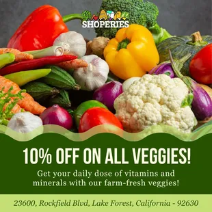 10% Off Veggies !