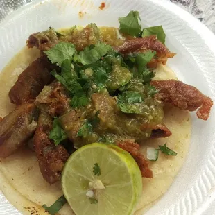 Tripe taco, taco de tripa