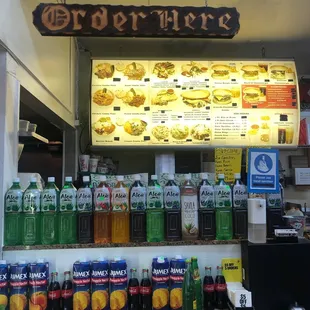 a variety of drinks and beverages