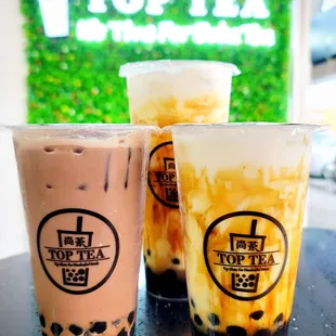 Top Tea &amp; Espresso
 Brown sugar black tea topped off with cheese foam is my go to.