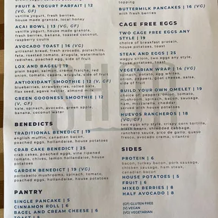 Latest Breakfast Menu (in November 2021)