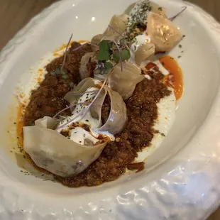 Mantu with beef