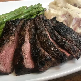 Prime Flatiron Steak with Mashed Potatoes &amp; Asparagus