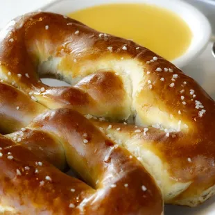 Giant Bavarian Pretzel with Queso Dip &amp; Spicy Sweet Mustard