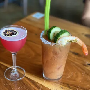 Our drinks - Lot 48 and bloody Mary with gulf shrimp. Both very tasty.
