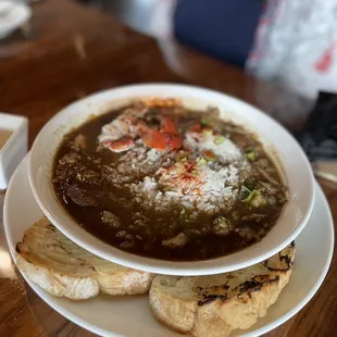 Large bowl of Seafood and sausage gumbo