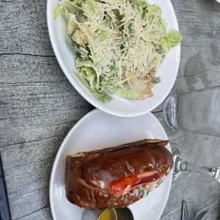 Lobster roll with Caesar salad