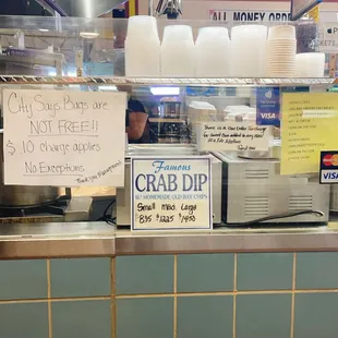 Crab dip and sides menu