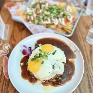 Shorefrye Signature 50/50 Loco Moco and Mauna Kea Nachos - Chicken