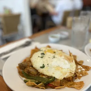 Pork carnitas Chilaquiles