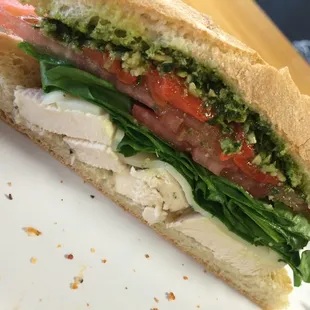 Chicken pesto sandwich. Yum!!