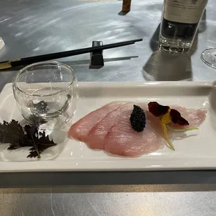 White sturgeon with caviar