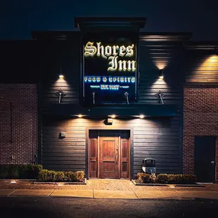 entrance at night