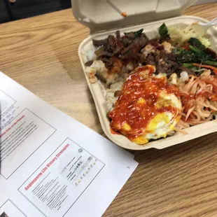 The bibimbap special - chowing down during my class