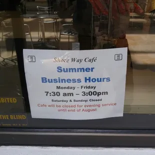 Summer hours