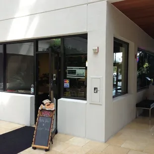 the entrance to the restaurant