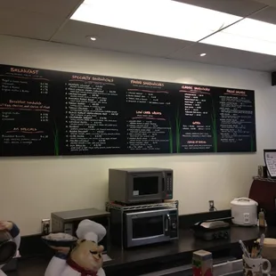 menus on the wall