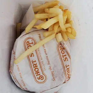 french fries in a paper bag