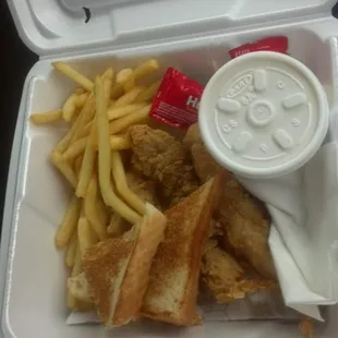 3 piece chicken tender combo with Texas toast and gravy. $5.69