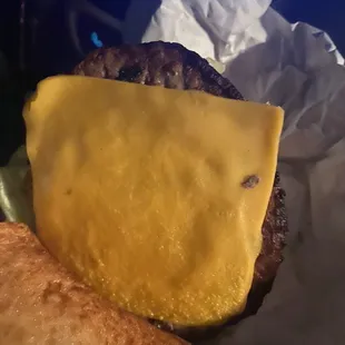 a cheeseburger and a sandwich