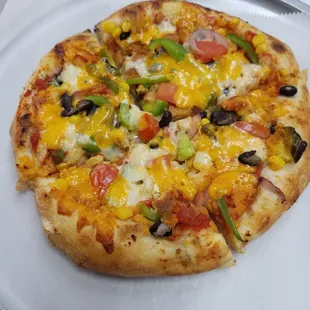 a pizza on a plate