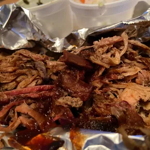 Brisket and Pulled pork.
