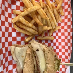 Cuban Sandwich  Roasted Pork, Black Forest Ham, Swiss Cheese, Pickles, Honey Mustard on Cuban Roll