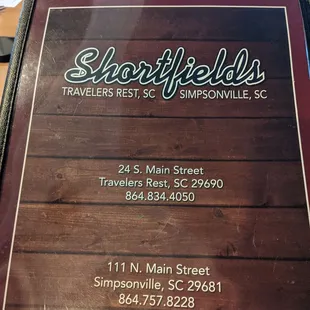 The menu