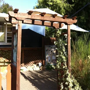 the entrance to the restaurant