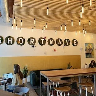 a woman sitting at a table