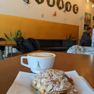 Caramel latte &amp; almond croissant