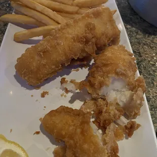 Soggy battered, microwaved fish dinner.