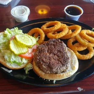 $4 Thursday burger with onion rings though for$2.99 extra.
