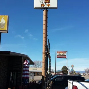 Sign out front on Route 66.