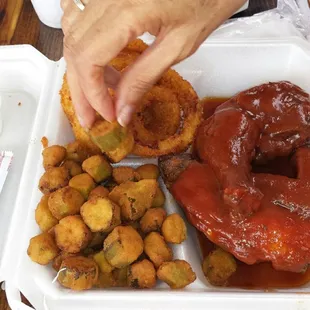 Light crispy coating on the okra!