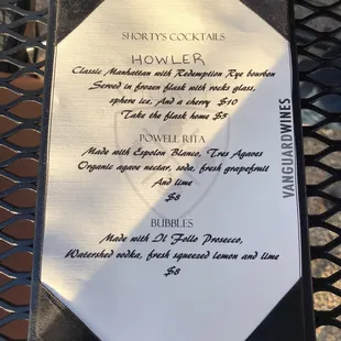 Cocktail list as of 6/14/18