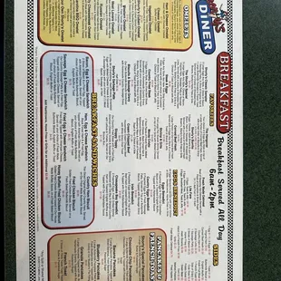 Breakfast menu - breakfast served all day