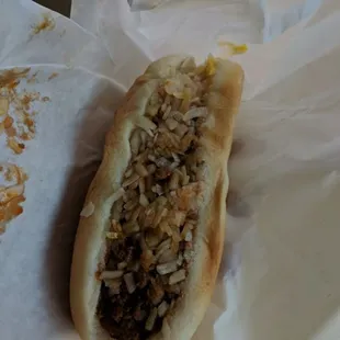 Chili, mustard, onion