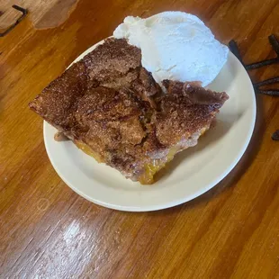 Peach cobbler with ice cream!