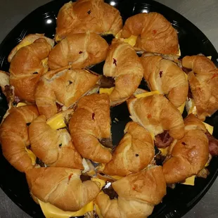 a plate of croissants