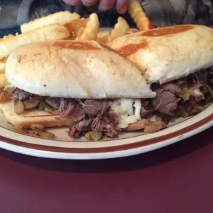 Philly cheese sub and fries