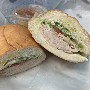 #8 Turkey, Bacon, and Avocado Sub, side of potato salad