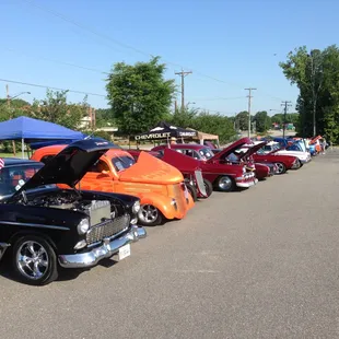 a row of classic cars