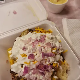 Baked Potato and Banana Pudding