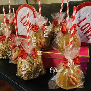 caramel apples with candy canes