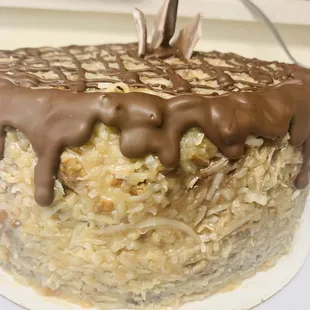 Moist German Chocolate Cake with fresh from scratch buttery homemade German icing