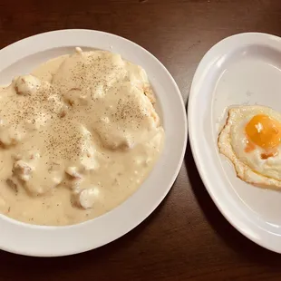 Biscuits &amp; gravy ($3.95) and sunny side up egg (very good)
