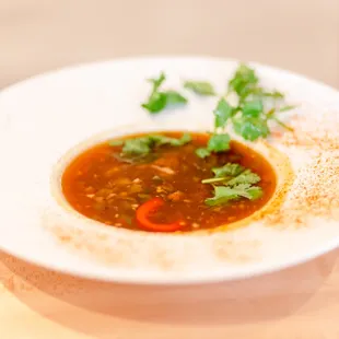 Tadka Infused Hot and Sour Vegetarian Soup IG: michellelieats