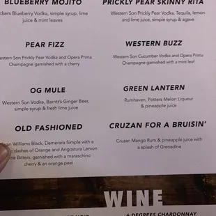 Good ol drink list