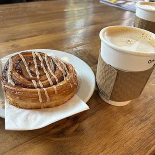 a pastry and a cup of coffee